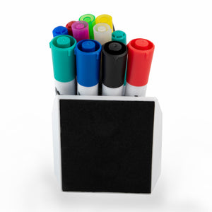 Magnetic Marker holder with Black Felt Back to prevent scratches to glass dry erase boards. 