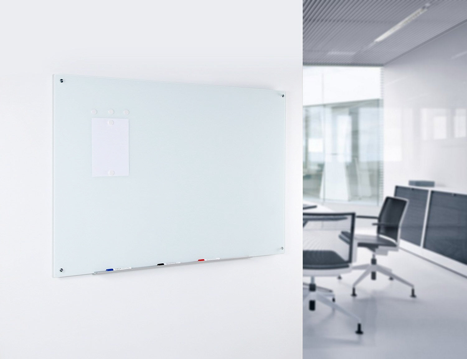 Global Industrial 60W x 48H Magnetic Glass Whiteboard, White