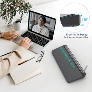 Notetaking with audio-visual direct black glass desktop pad 