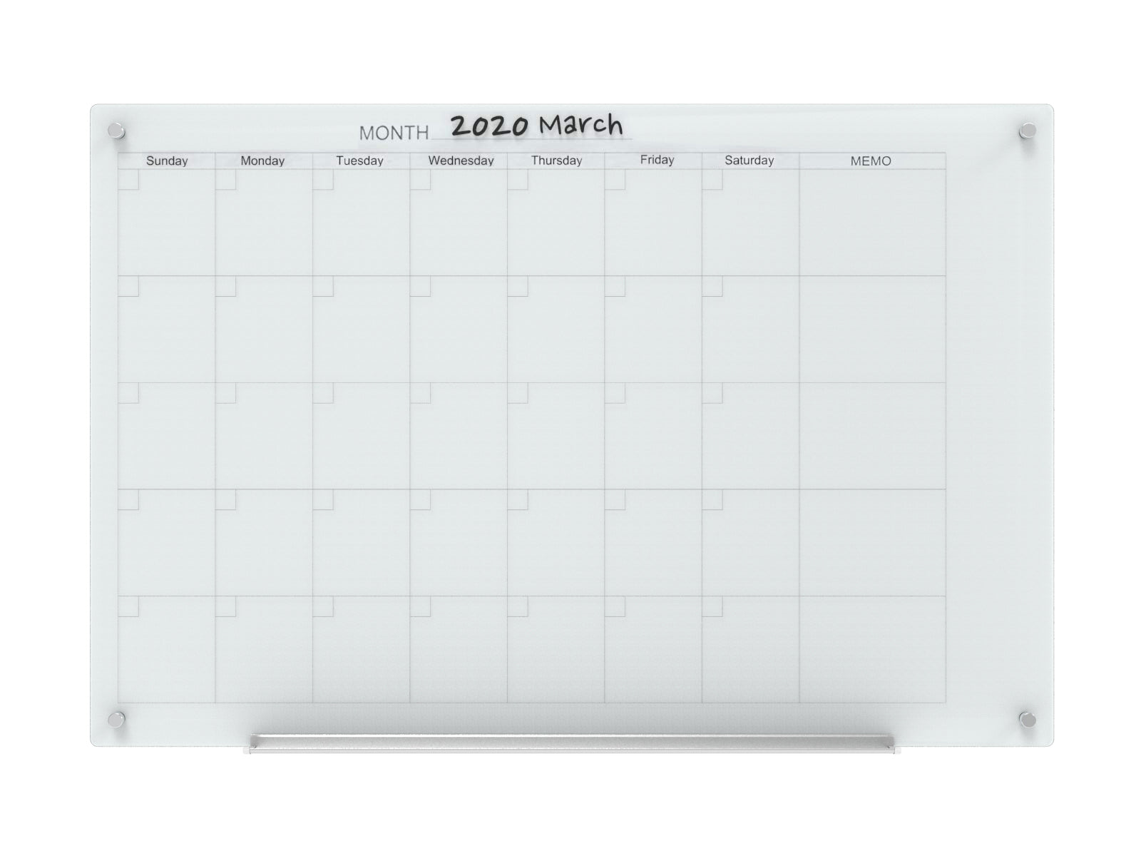 Audio-Visual Direct Magnetic Black Glass Dry-Erase Board Set (3' x 2', Calendar Black)