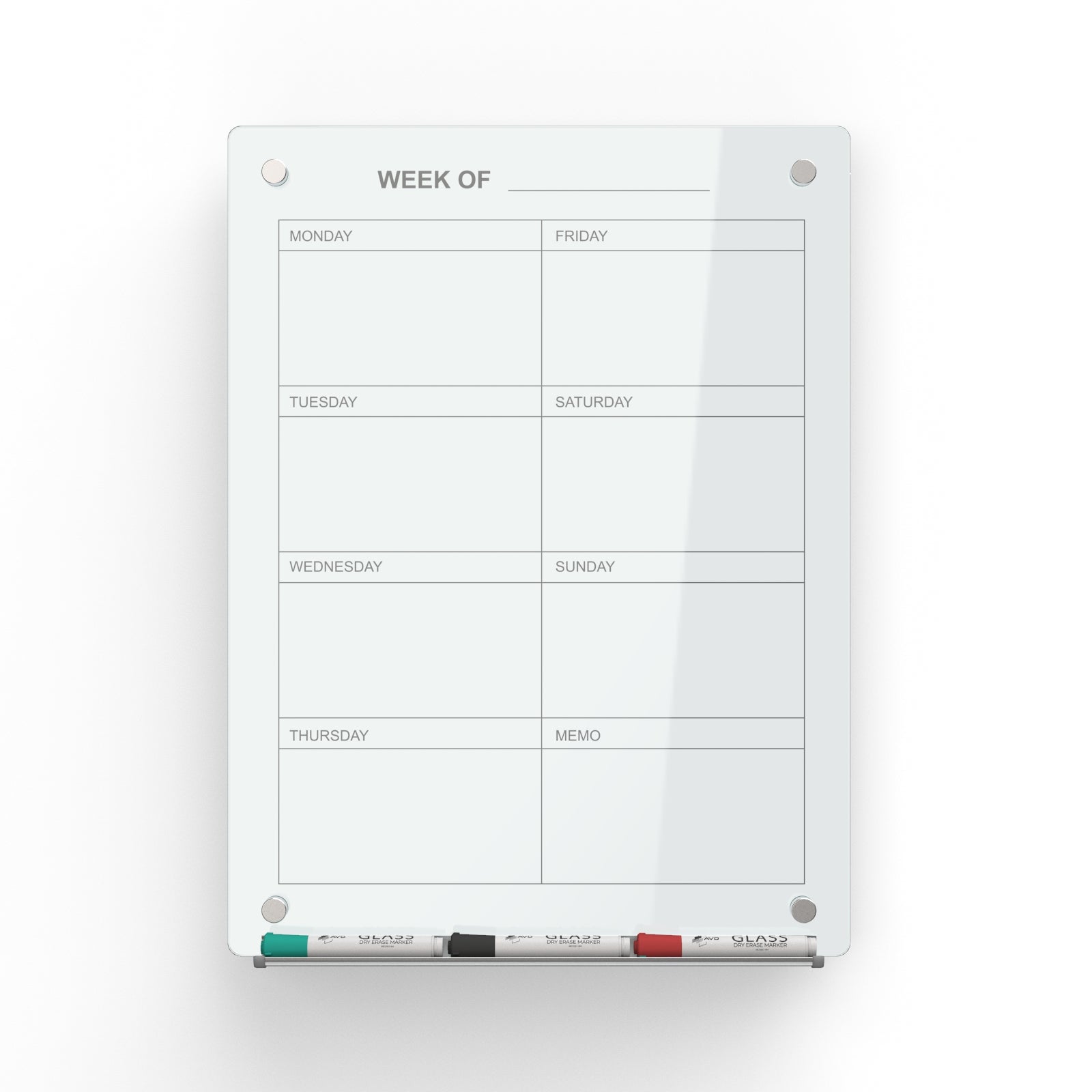 Audio-Visual Direct Magnetic Black Glass Dry-Erase Board Set (3' x 2', Calendar Black)