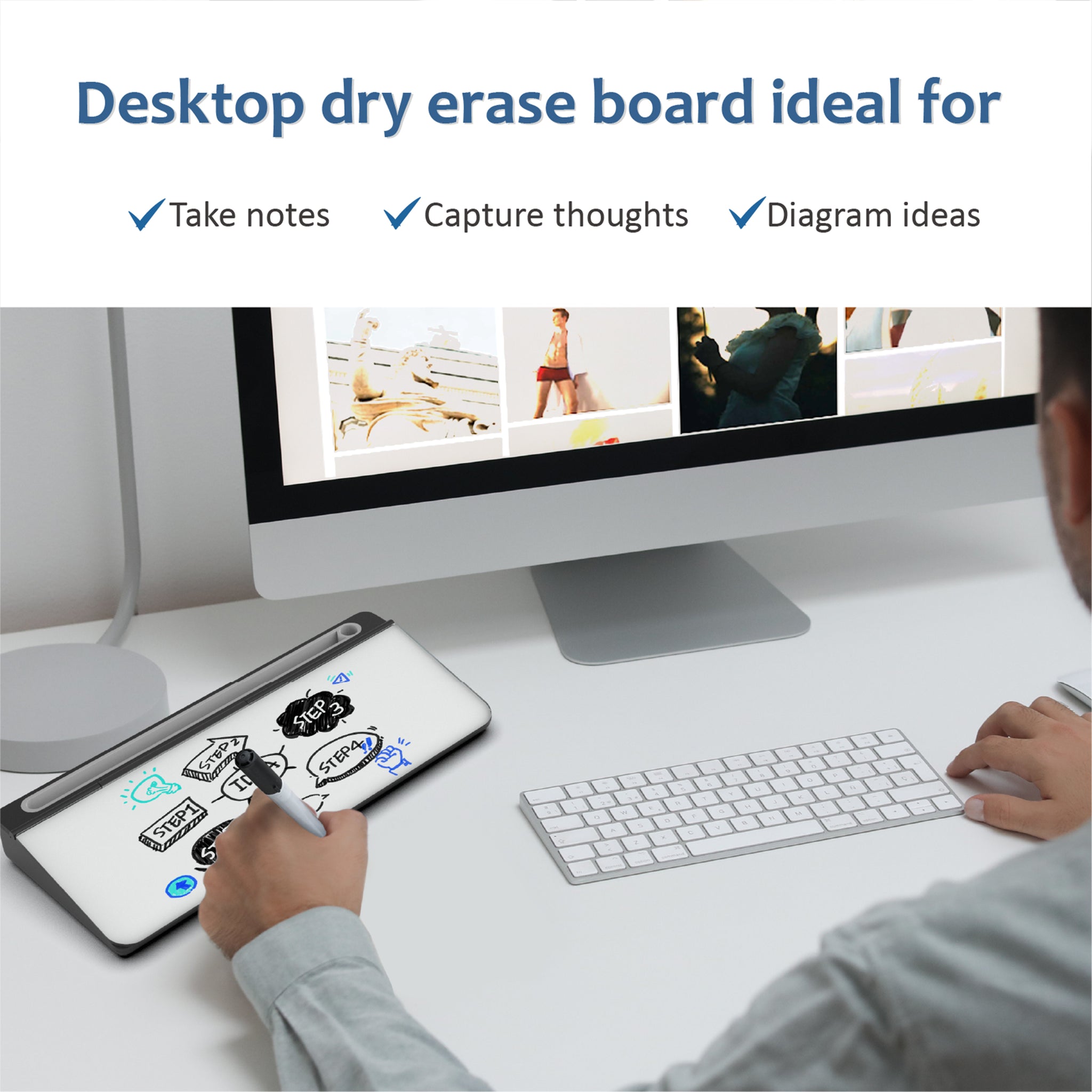Computer And Note Pad Audio-Visual Direct® | Glass Desktop Computer Notepad Organizer