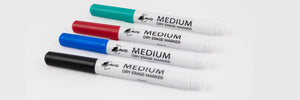 Audio Visual Direct Dry Erase Markers For Glass Boards, Set of 4 ( Red, Blue, Black, Green) 