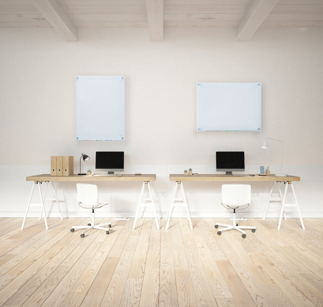 White Glass Dry-Erase Board - Includes Board and Aluminum Marker Tray