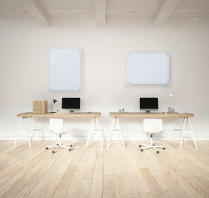 White Glass Dry-Erase Board - Includes Board and Aluminum Marker Tray
