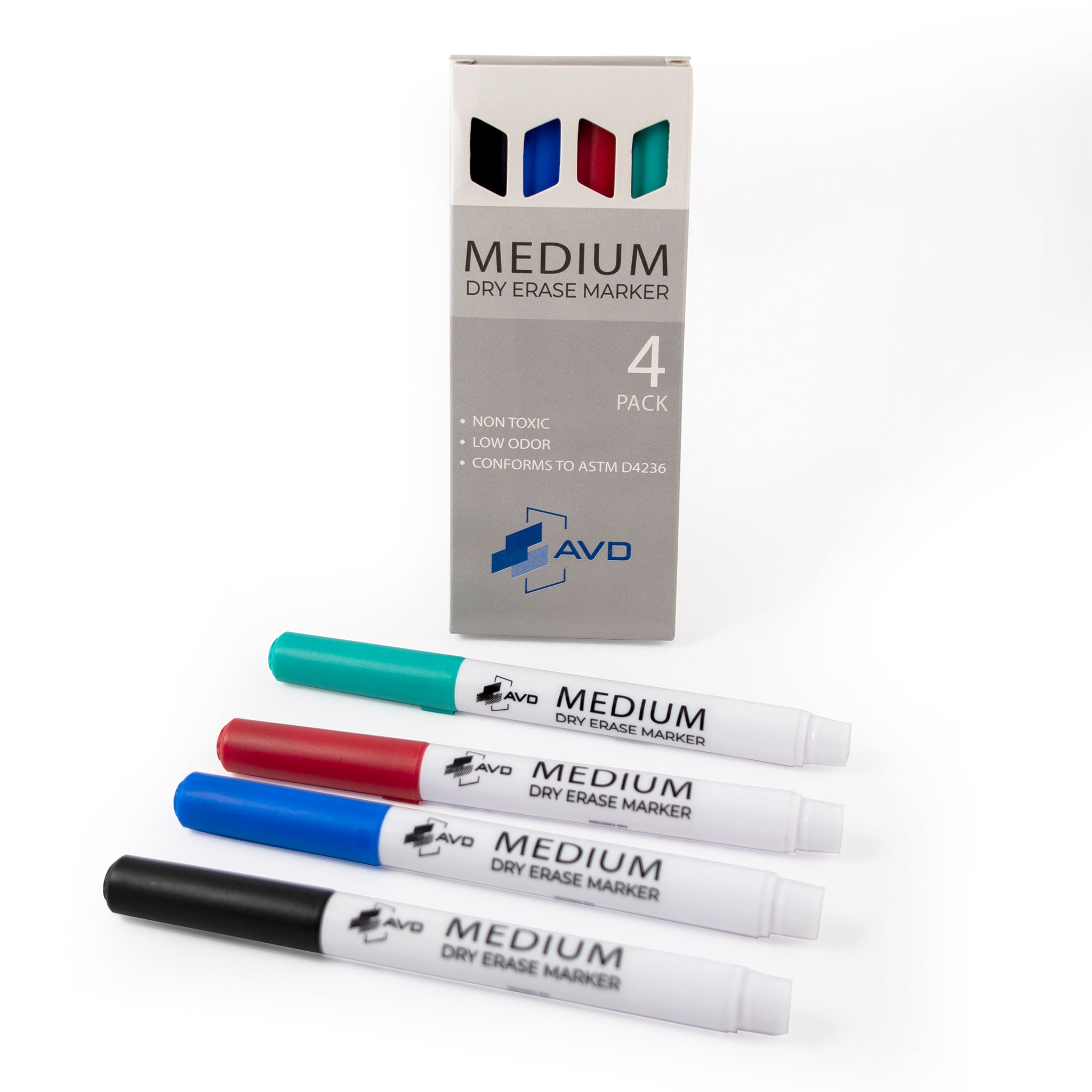 Audio-Visual Direct Glass Dry Erase Markers, Set of 4