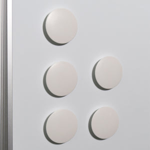 High Powered Magnets for Glass Dry-Erase Boards, Set of 5 White. Holding paper on a dry erase board. 