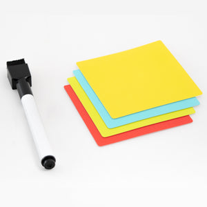 Colored Reusable Dry-Erase Sticky Pads for any non-textured surface. 3" x 3"