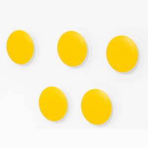 High Powered Magnets for Glass Dry-Erase Boards, Set of 5 Yellow. 