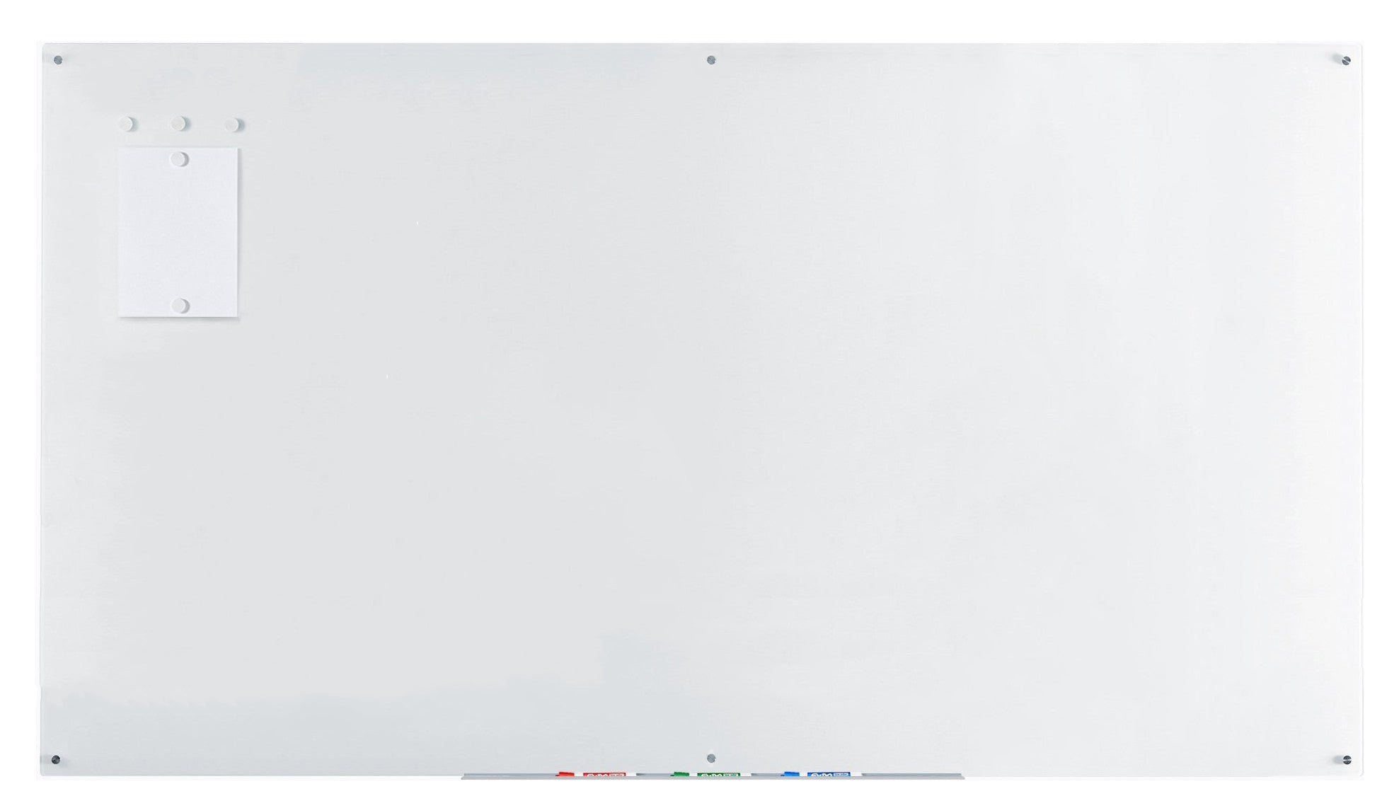 Magnetic White Glass Dry-Erase Board Set - Includes Board, Magnets, and Marker Tray. Extra large 4' x 8' 48" x 96" glass board. 